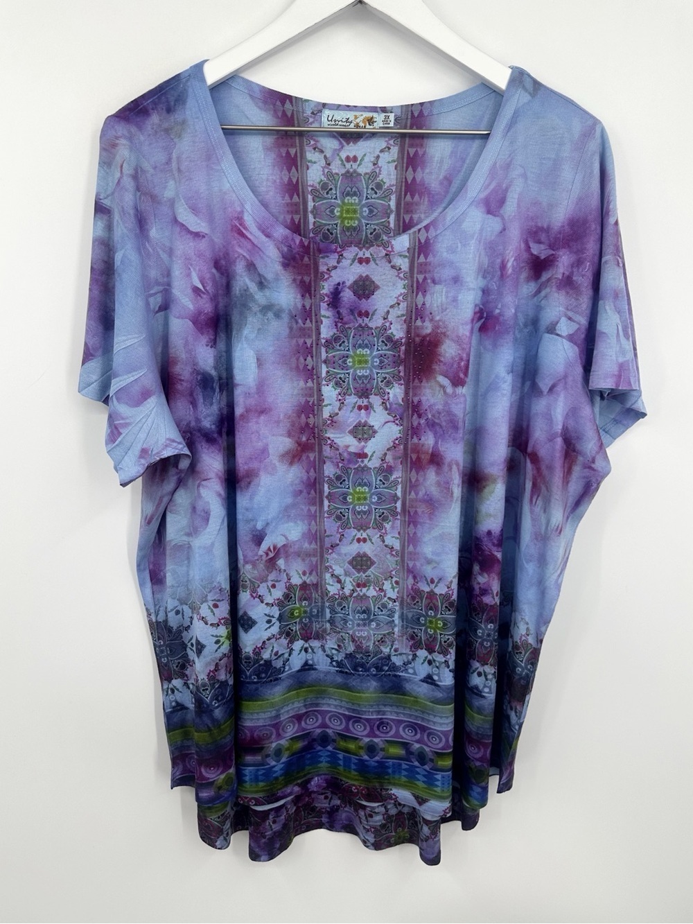Vintage Y2K Tie Dye Whimsical Short Sleeve Shirt Size 3X Plus Size Fairycore